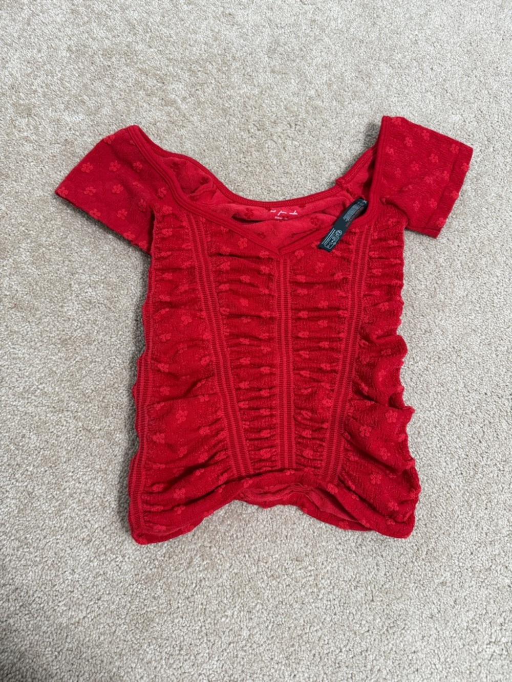 Urban Outfitters Red Ruched Knit Crop Top